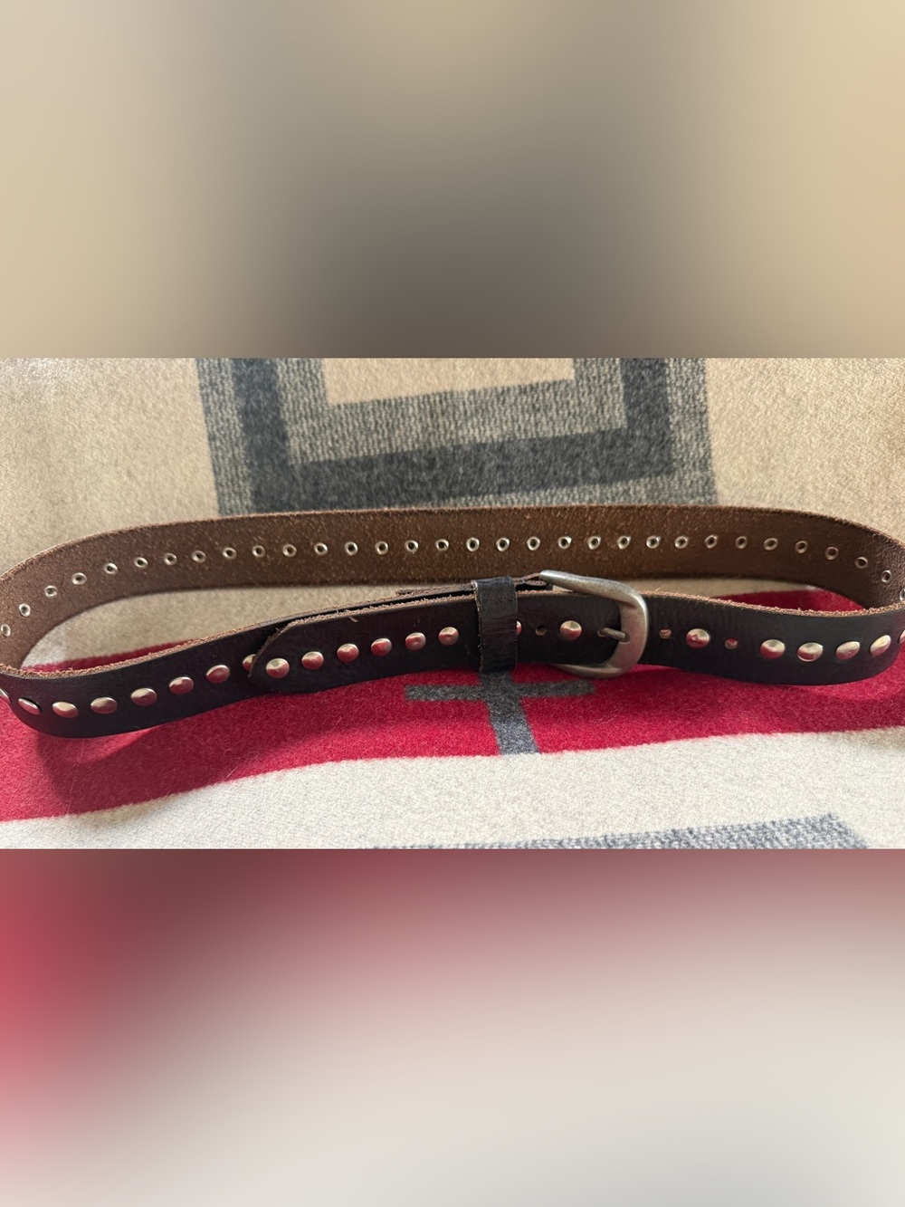Women’s Black Genuine Leather Studded Belt Silver Tone Western 39”